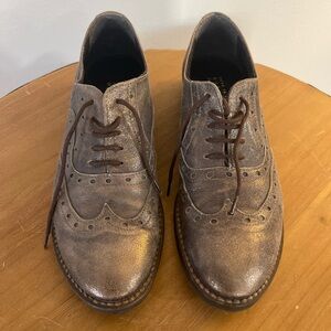 Barneys New York Metallic Brown Oxfords